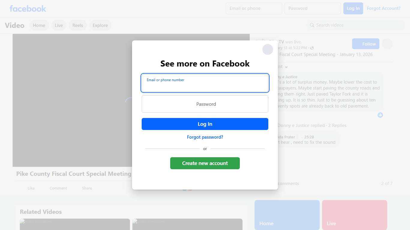 Pike County Fiscal Court Special Meeting - January 13, 2026 Pike TV Facebook